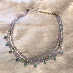 Lilac and turquoise 3 strand necklace